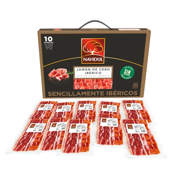 Navidul Maletín de Jamón de Cebo Ibérico (50% raza ibérica) – 10 sobres de 70 g (700 g)