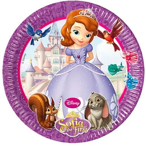 Colorbaby Pack 8 Platos de Cartón Princesa Sofía Disney 20 Cm