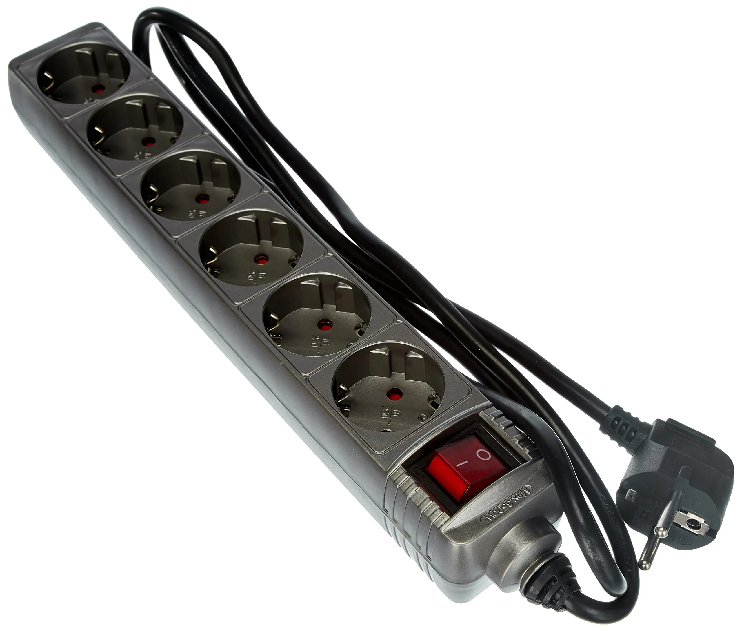 3، 4، 5، 6 Schucko شريط تمديد الطاقة مع مفتاح 16a/250v 3680w، 3g1.5m تيار 1,5 متر كابل طويل 3m أو 5m، الاستخدام الداخلي، لون أسود، هدية سعيدة