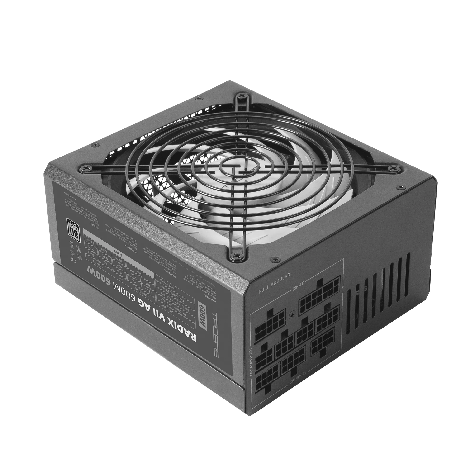Tacens RADIX VII AG 600, Fuente Alimentación PC ATX 600W Modular, 10 Años Garantía, 80Plus Silver, Fuente Alimentación Gaming Negro