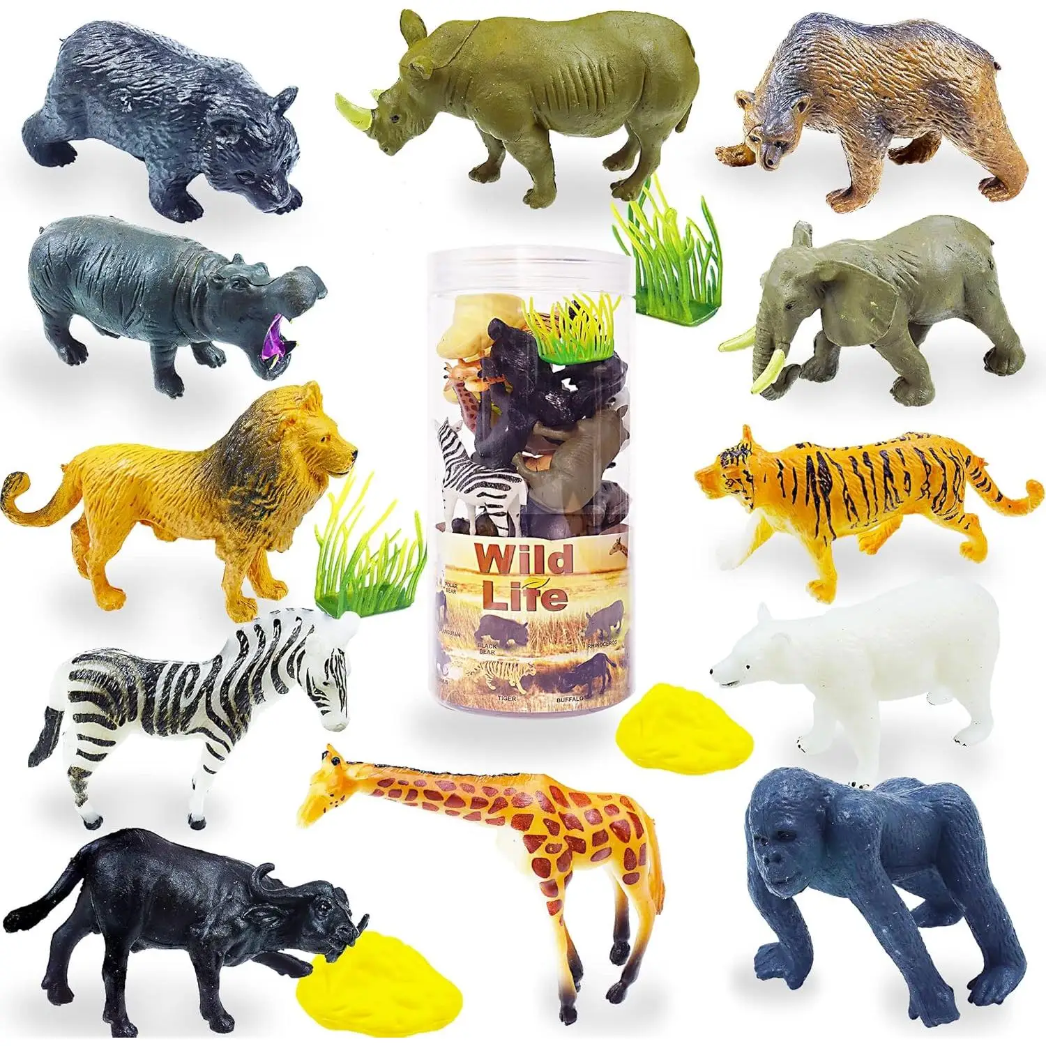 Animales Set de Figuras de Animales, 16 Piezas, Juguetes Educativos para Niños de 3 a 7 Años, Ideal para Aprender y Jugar, Regalo Perfecto