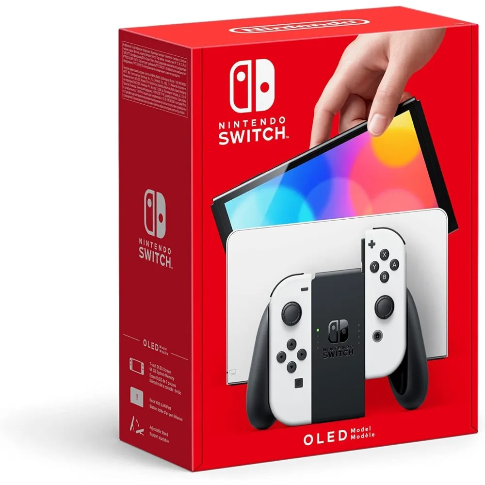 NINTENDO white OLED Spanish SWITCH + SUPER MARIO BROS.WONDER pre-installed + 12 months subscription NSO European warranty