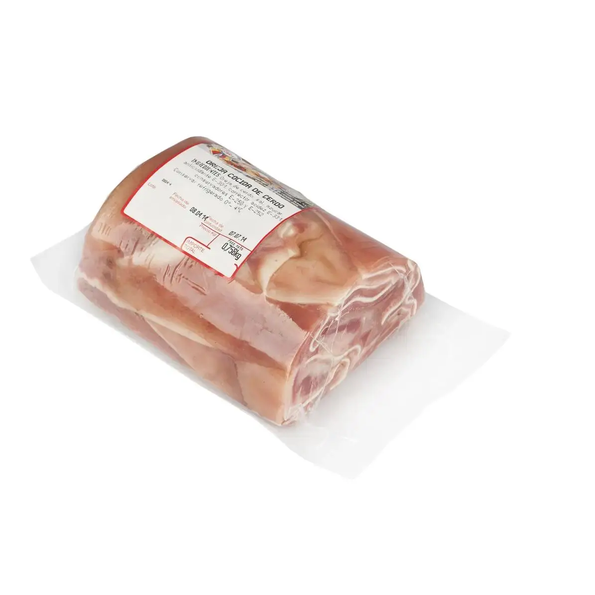 Vacuum-packed cooked pork ear, ready to eat taco (1 kg). Typical product of bierzo.