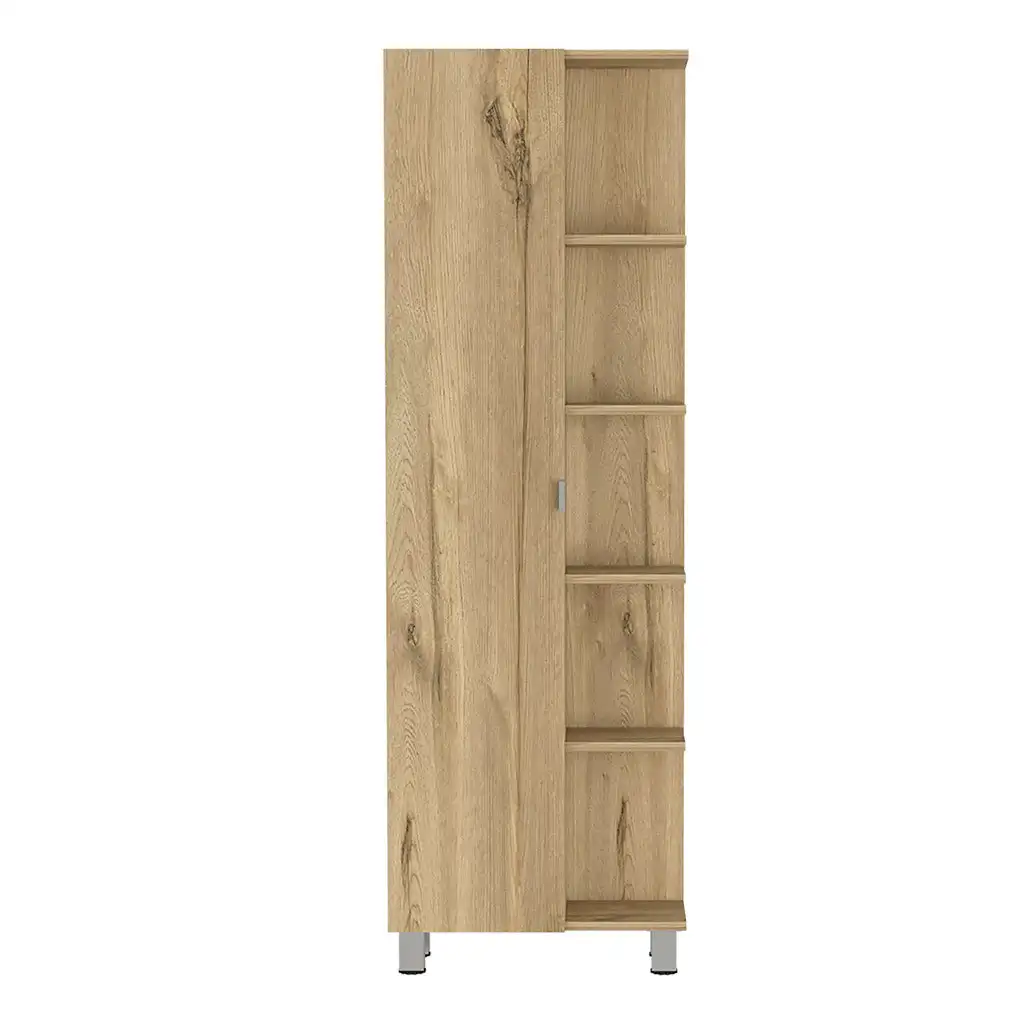 TUHOME Columna de baño urano, con cinco estantes externos y cuatro estantes internos.
