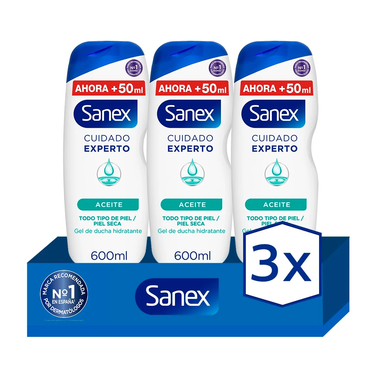 Shower Gel or Bath Sanex BiomeProtect Dermo oil Normal skin-dry skin 600ml. Pack 3