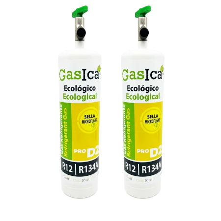 2 containers Organic Organic refrigerant GAS D2 PRO substitute R134A R12 equals 900GR valve included
