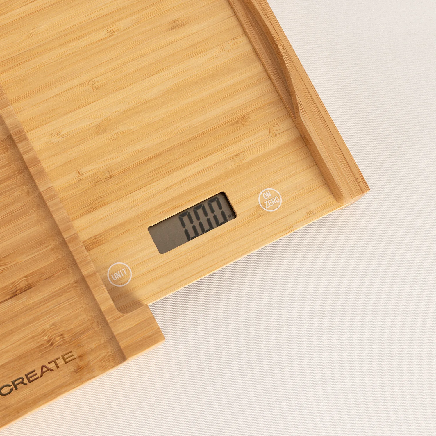 Create - bamboo cutting board with integrated scale and battery included - up to 5kgs - tare function - board scale bamboo