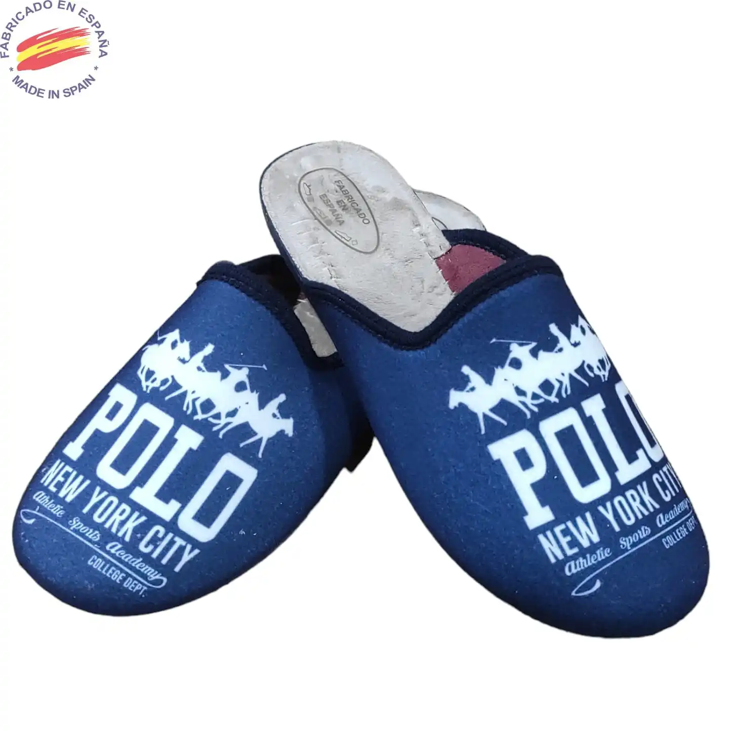 JN Store, men's slippers made in Spain high quality non-slip and flexible sole, men's drawing polo slippers, slippers for being at home.