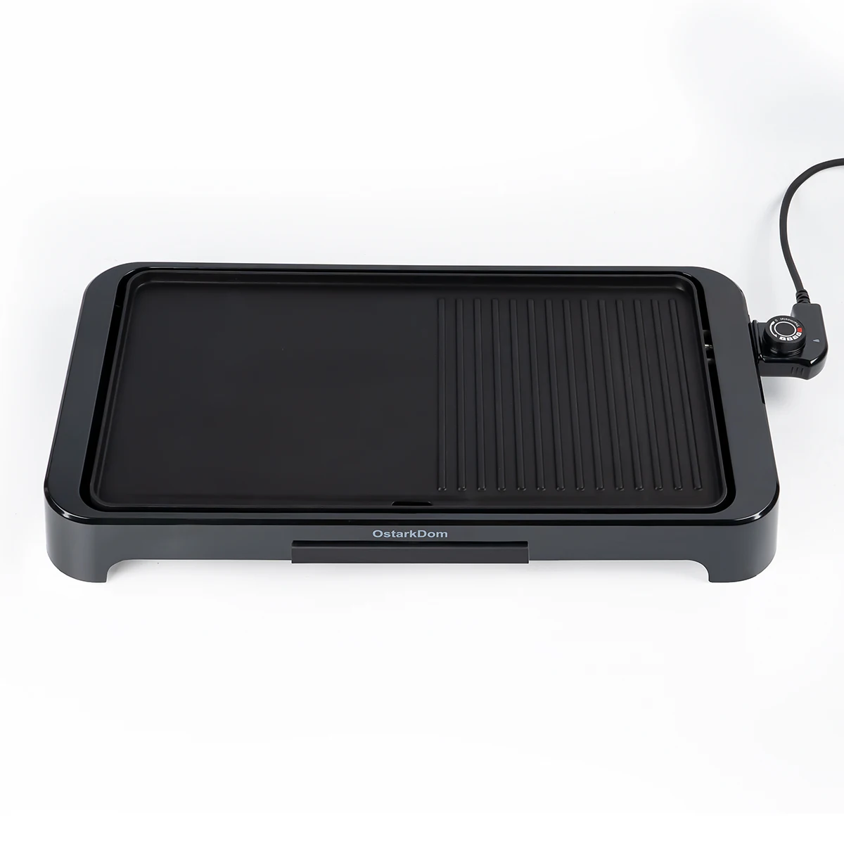 2000-W-Elektro-Grillplatte mit einstellbarem Thermostat – doppelseitiger Antihaft-Grill und Öltropfschale – 57 x 30 x 7 cm
