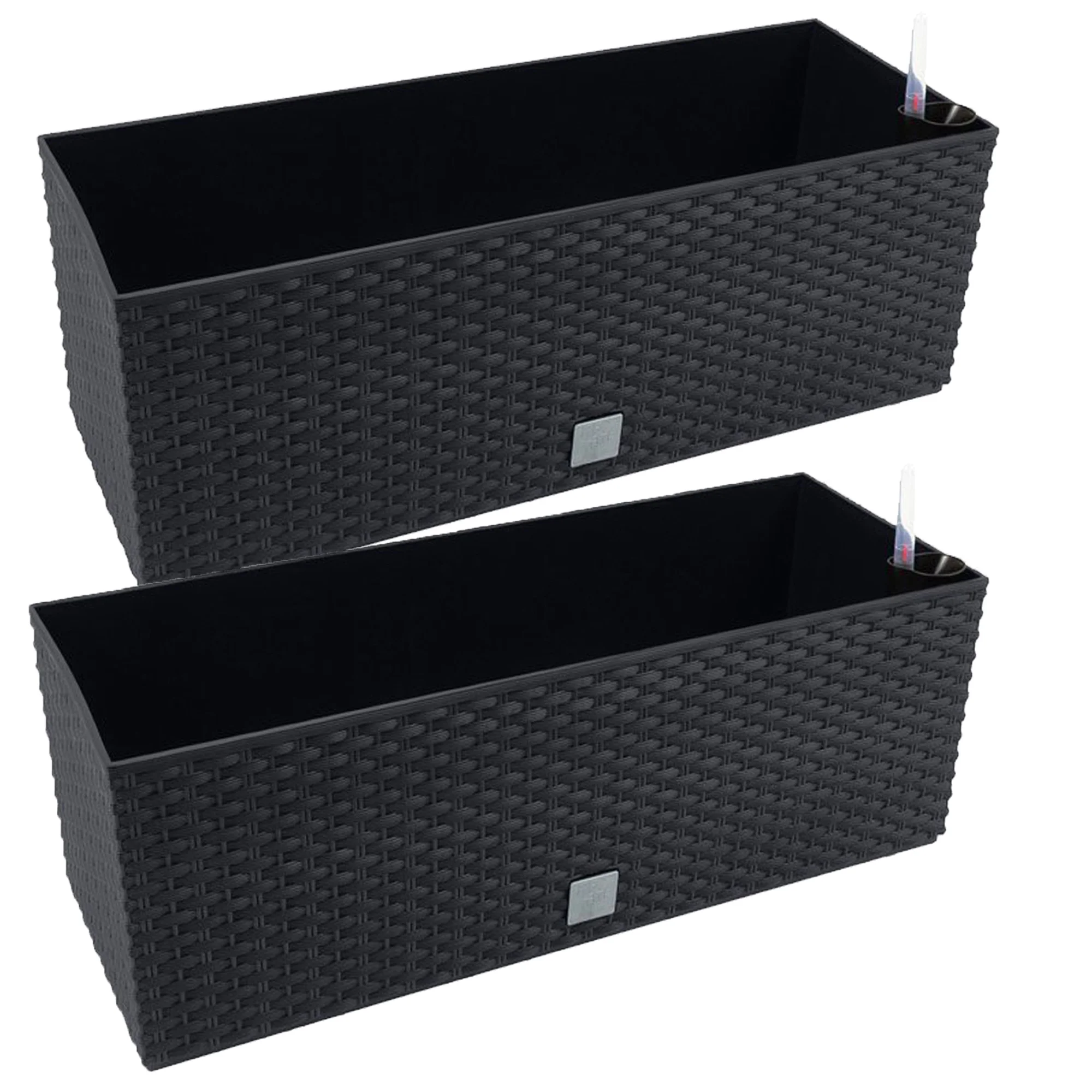 2 PCs rectangular planter 17 litres with self-watering anthracite 52x20x19 cm WELLHOME