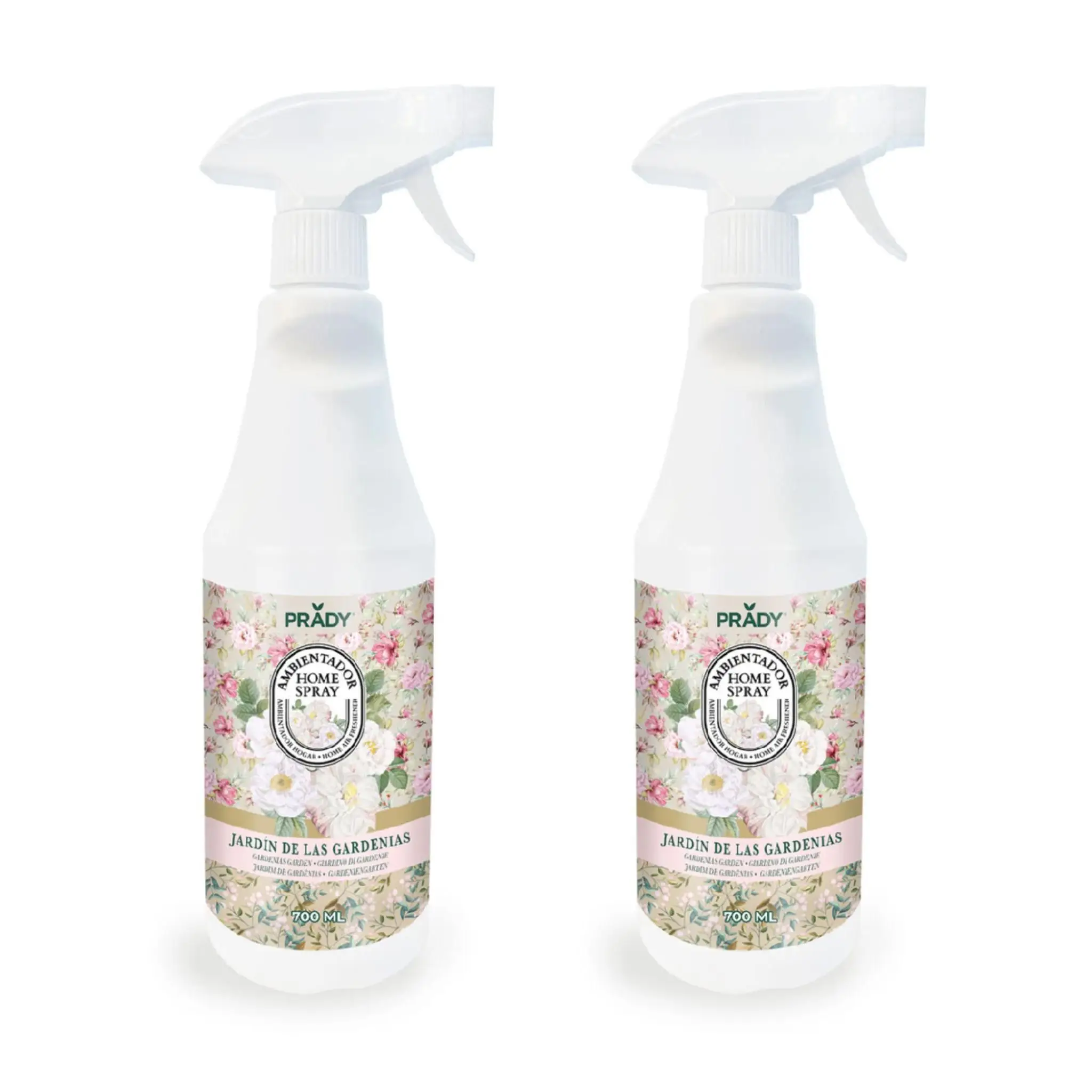 2 UNIDADES 700 ML Ambientador en spray para hogar 700ml - Jardín de Gardenias- Prady
