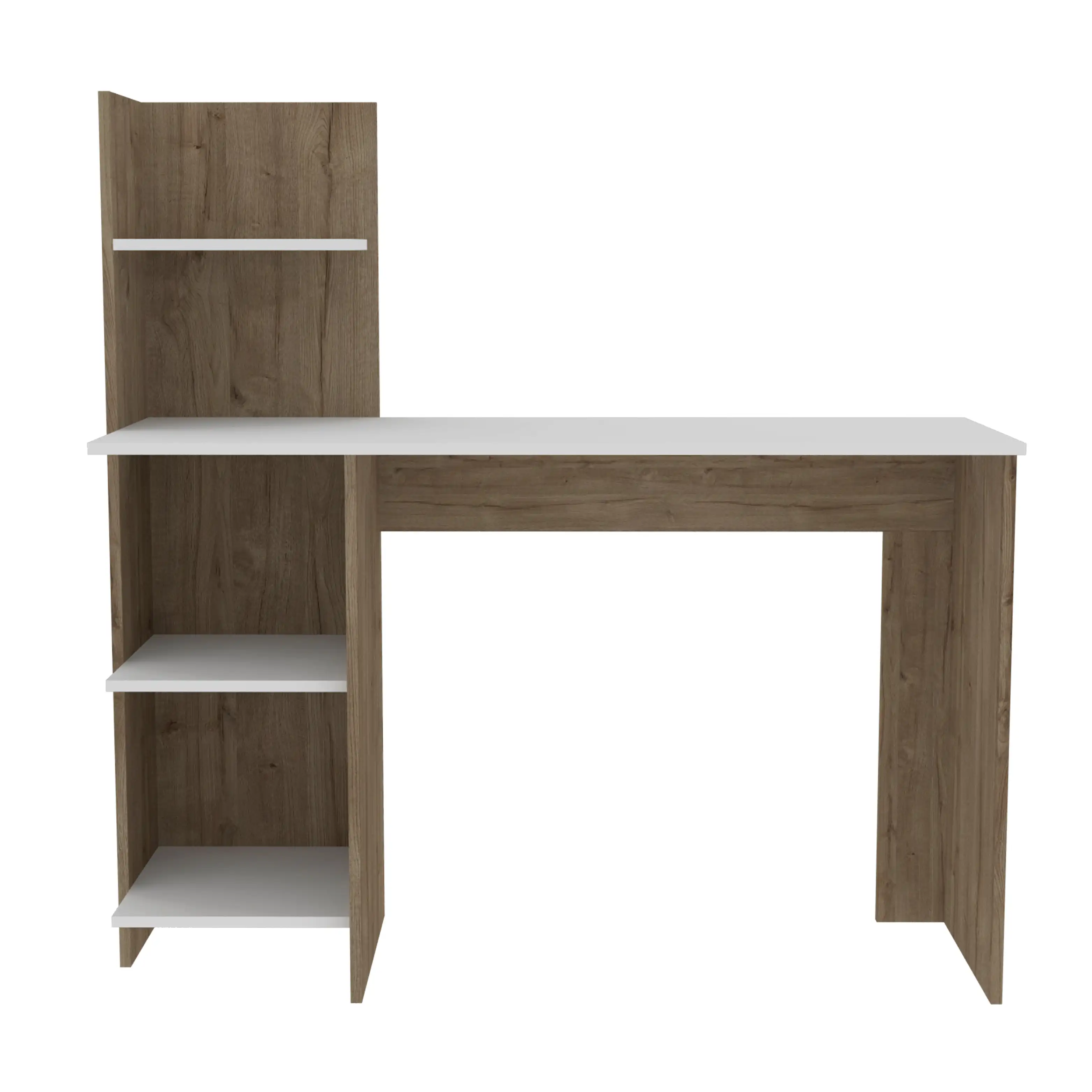 TUHOME Mesa de Escritorio Vilna 120, con estantería, Duna / Blanco Madera manufacturada Oficina-Mesas
