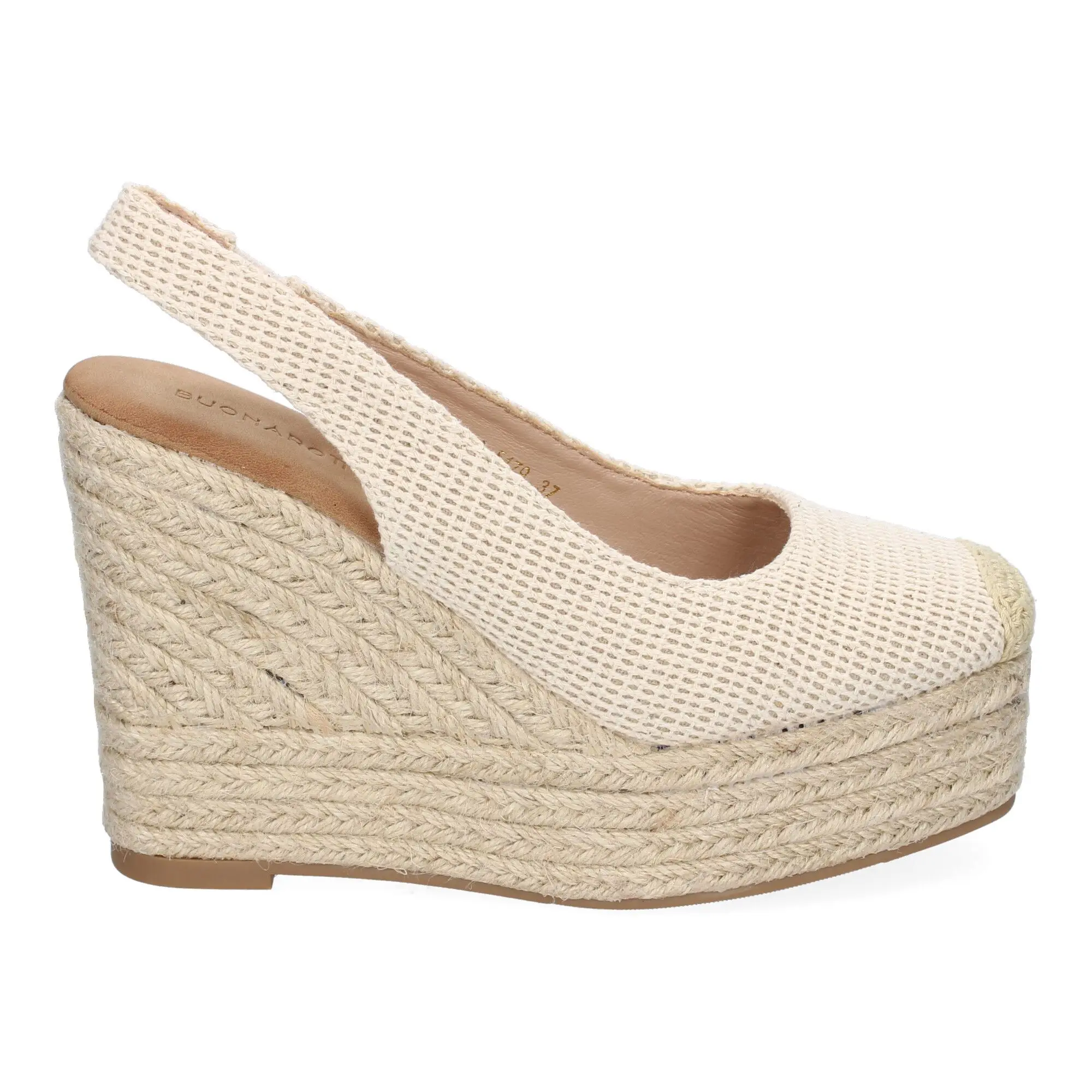 PuntoSalao Sandalias de cuña en yute hebilla para mujer color beige A-5179