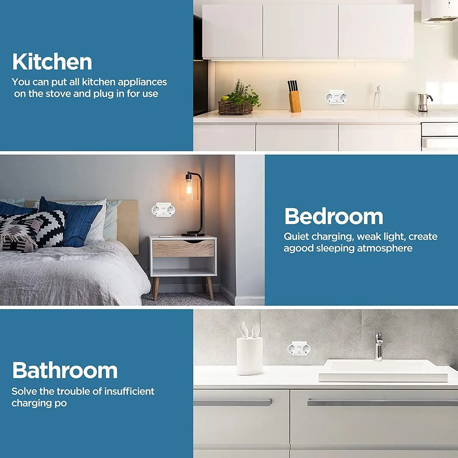 Plug adapter, with usb and usb c, socket thief with usb type c, 5 in 1 multiple usb plug with 3 usb (1 usb-c + 2 usb-a) and 2 schuko sockets, multiple wall plug with switch, suitable for home, office and travel, white