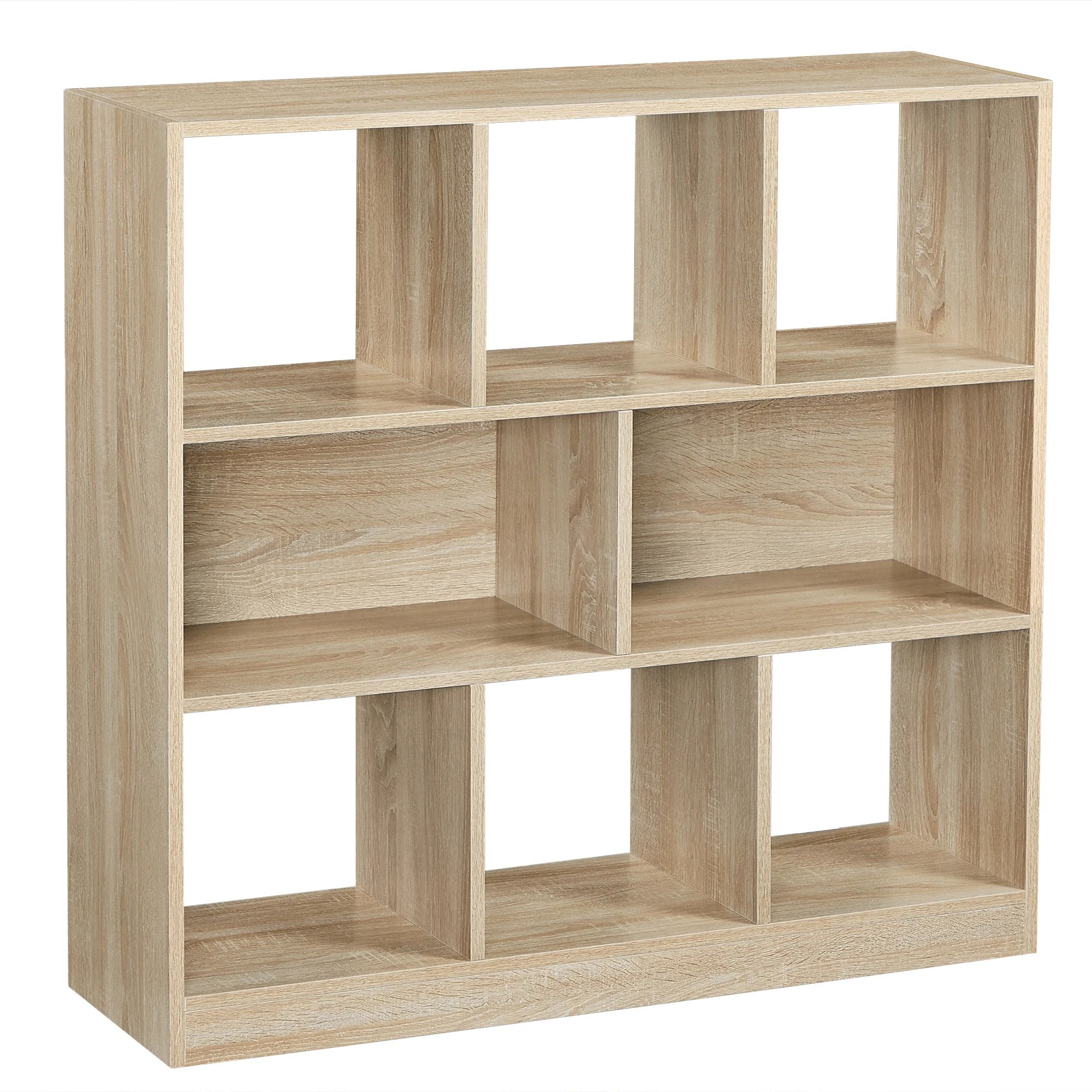 VASAGLE Librería, Estantería de Pie, con 8 Compartimentos Abiertos, Utilizable Horizontalmente, Lateralmente o Boca Abajo, 30 x 97,5 x 100 cm, para Sala de Estar, Oficina, Color Roble/Blanco