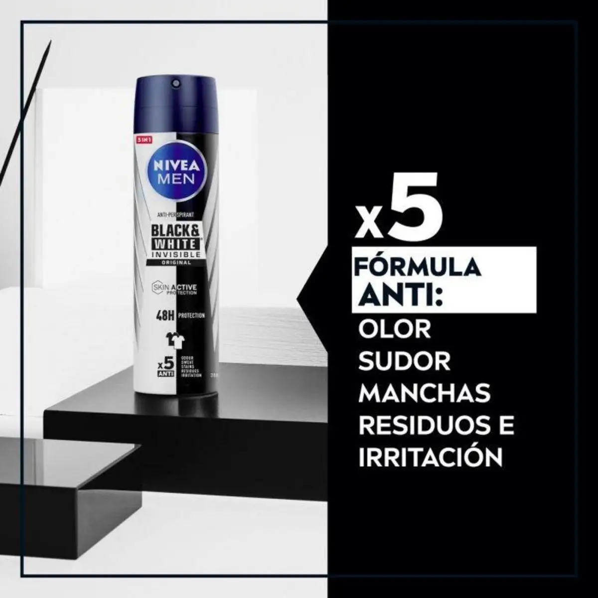 NIVEA MEN Pack saving-Black & White Invisible Original mens deodorant Spray 200ml x 6 PCs