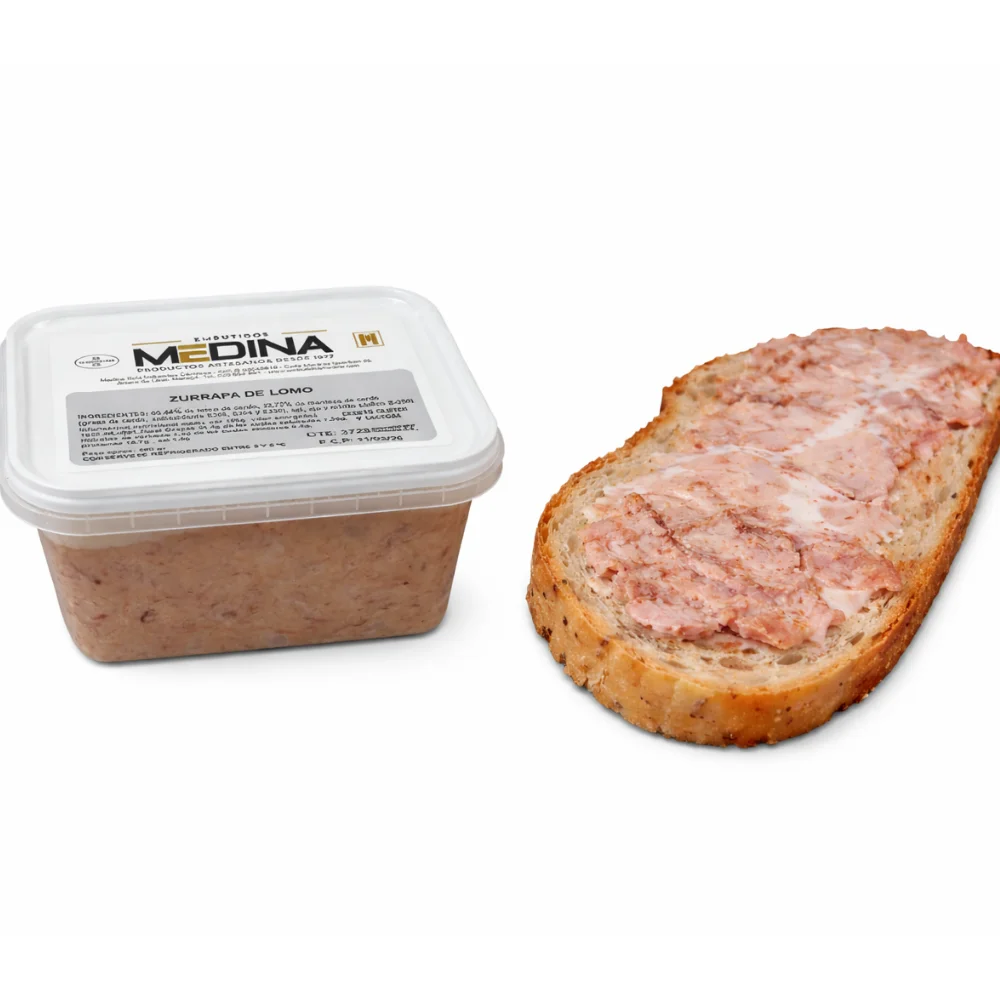 Zurrapa de lomo, Serranía de Ronda, Medina, manteca de cerdo, receta rondeña casera, sin gluten y sin lactosa, tarrina 500g