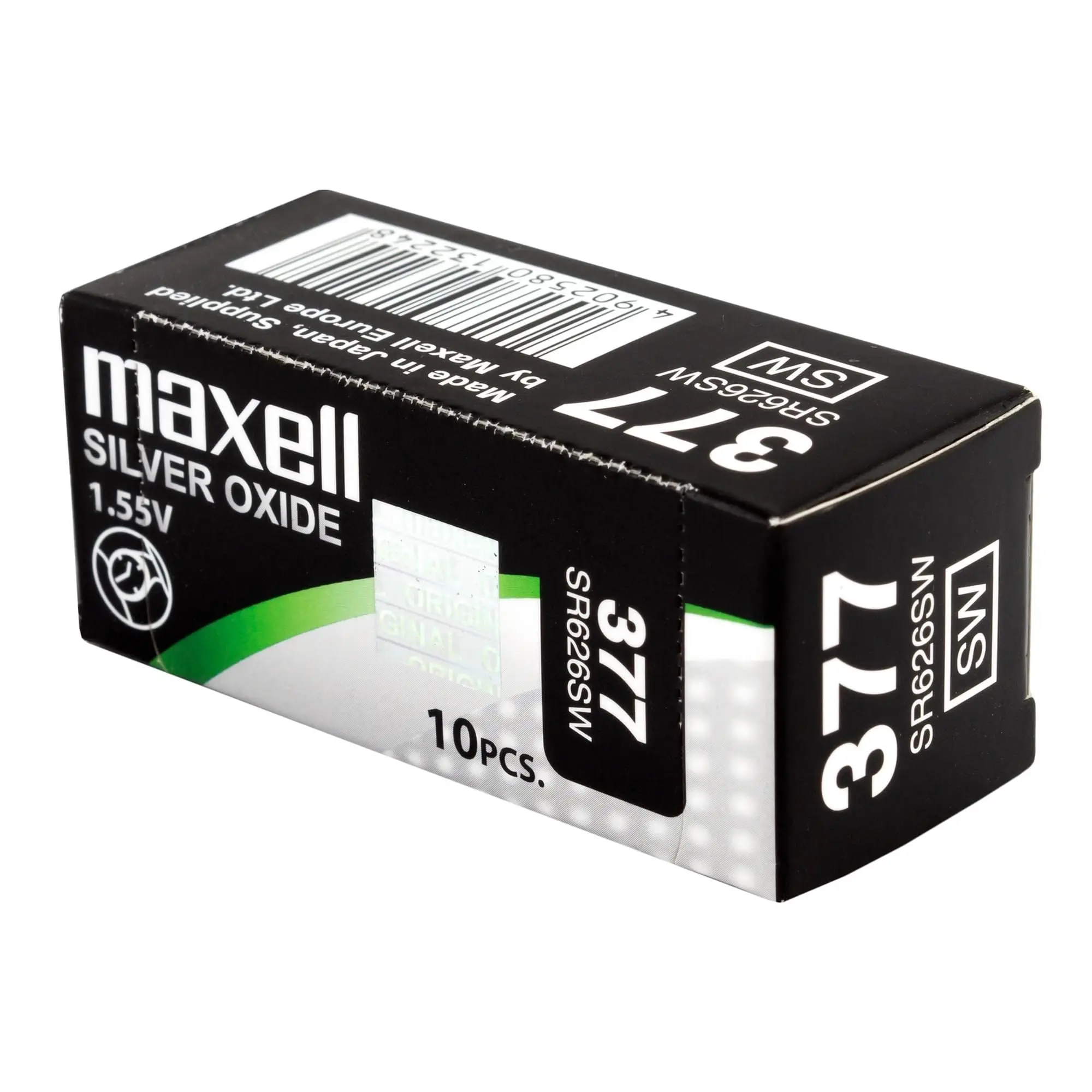 10 batteries 377 Maxell SR626SW in blister from Spain