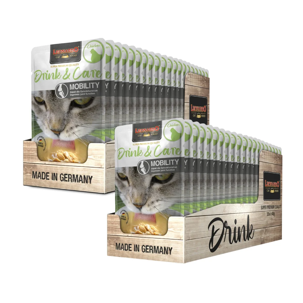 Ninguno 2X Pack 20X40 Gr - Leonardo Drink & Care Mobility Sopa Con Pollo En Sobres Para Gatos -Mejora La Función Articular Con Colágeno