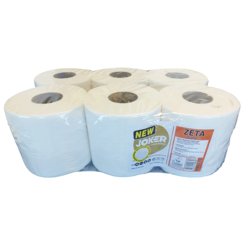 Plasacar S.L.-Papel Secamanos Mecha Gofrado Virgen 500 gr. rollo Alta Absorción ref. Joker (Pack 6 unid)