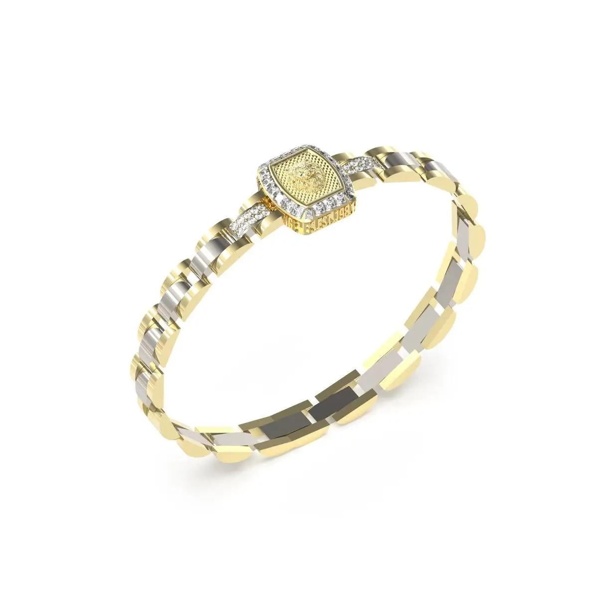 Guess Pulsera Hombre Lion King De Acero Dorado, Plateado