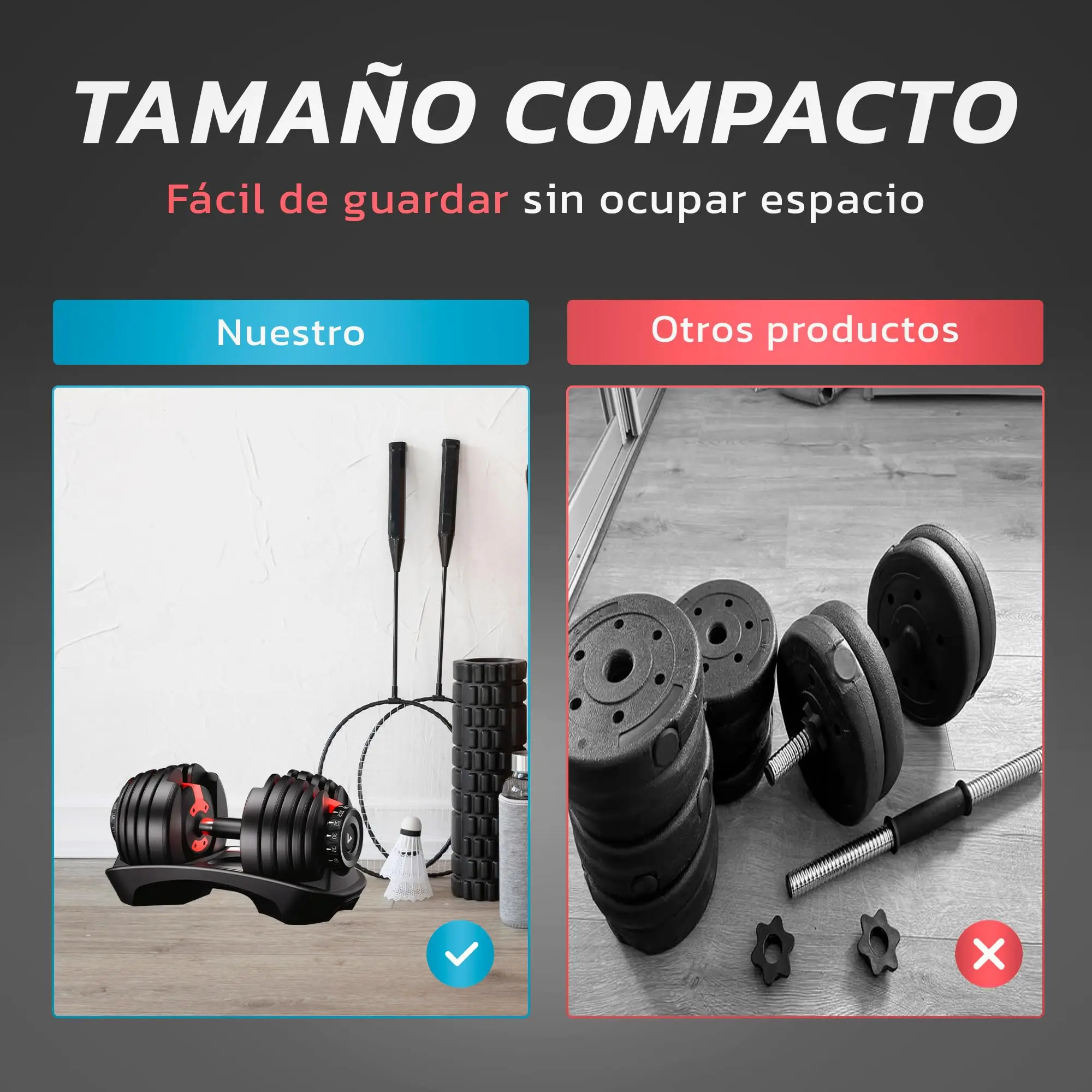 JUPPLIES Adjustable Dumbbell 24 kg 15-in-1 with Quick Weight Change from 2.5 to 24 kg, Compact Design for Home Gym, Features Non-Slip Grip and Double Lock for Safe Training #5