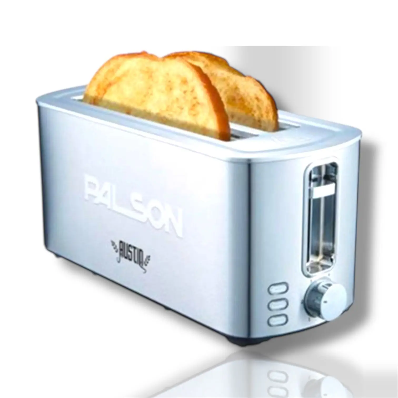 Tostadora Palson Austin 1400W – Doble Ranura Larga Acero Inoxidable, 3 Funciones (Descongelar/Recalentar/Cancelar), 6 Niveles de Tueste