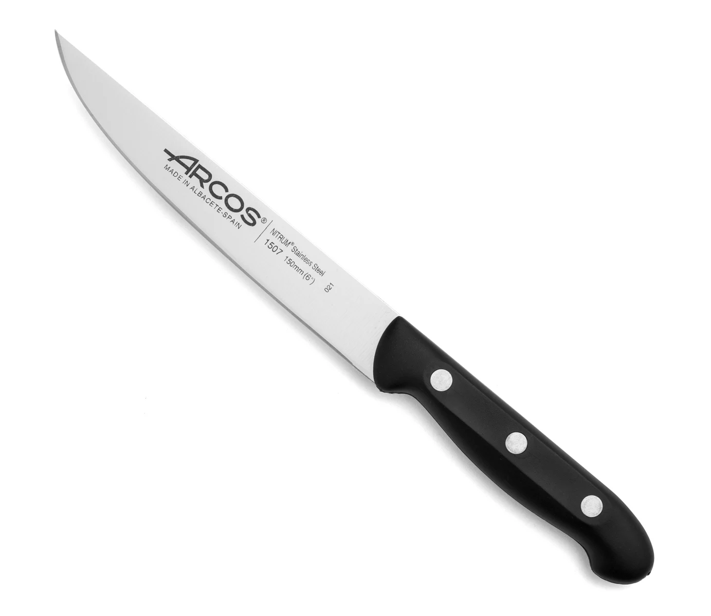 Arcos maitre series - 3-piece kitchen knife set (browser + kitchen + chef) - nitrum stainless steel blade - black polypropylene handle