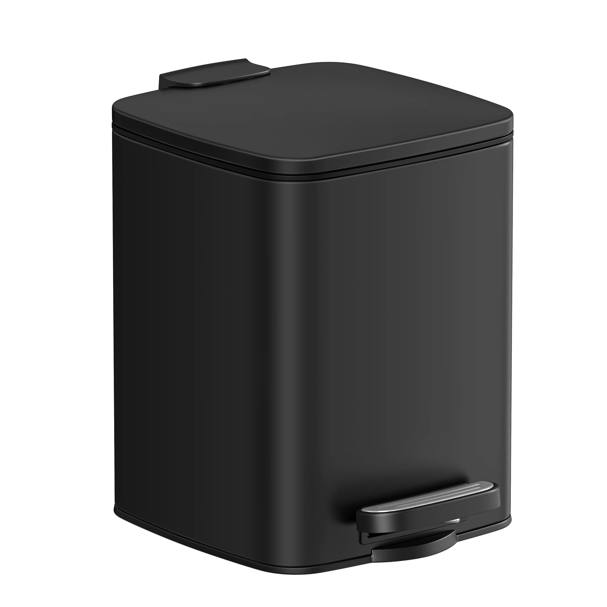 SONGMICS Cubo de Basura de Baño, 6 L Cubo Basura Compacta, con Pedal, para Espacios Pequeños, con Tapa de Cierre Suave, Acero, Negro/Blanco/Gris Pizarra