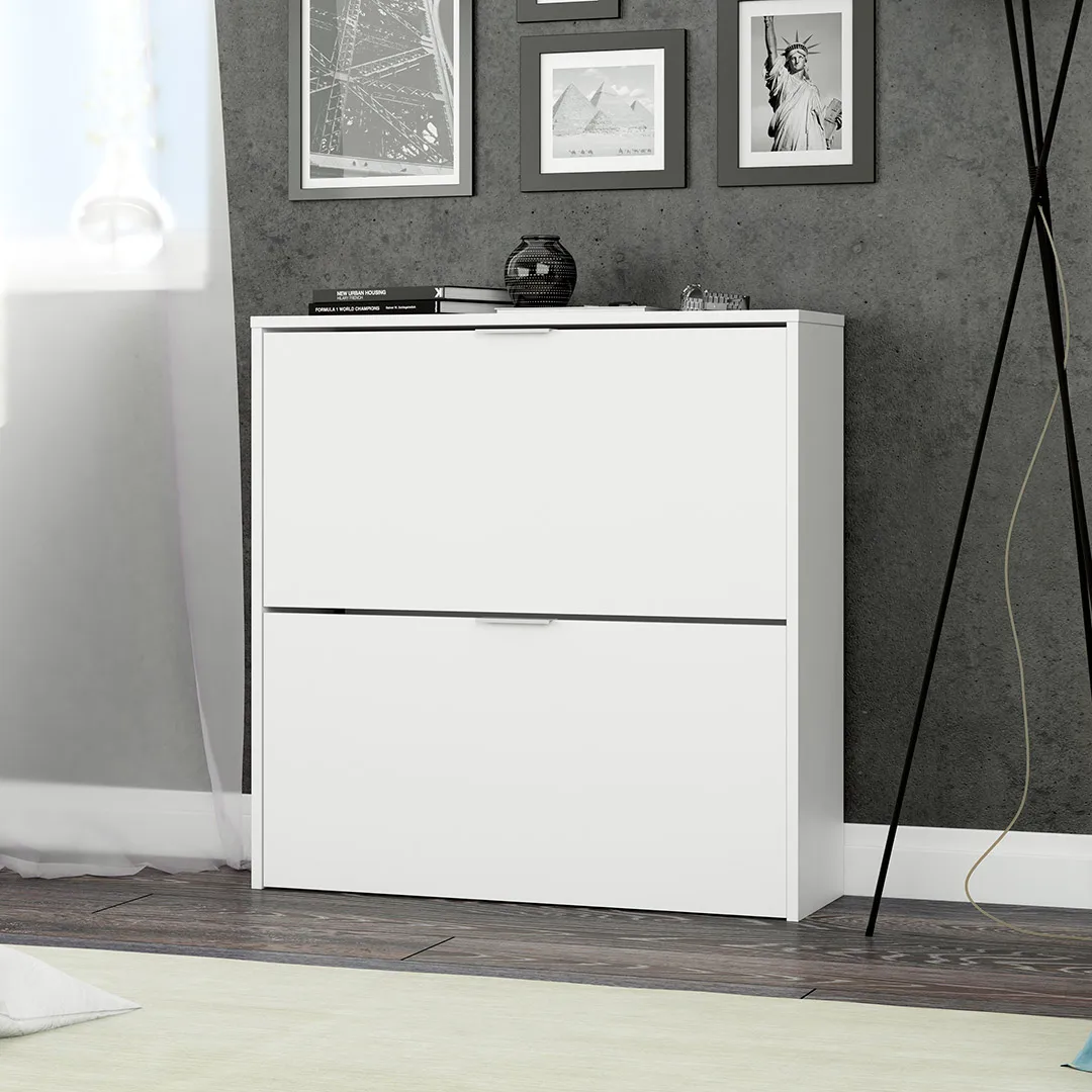 ARMARIO ZAPATERO 2 PUERTAS 76X75X22 CM BLANCO