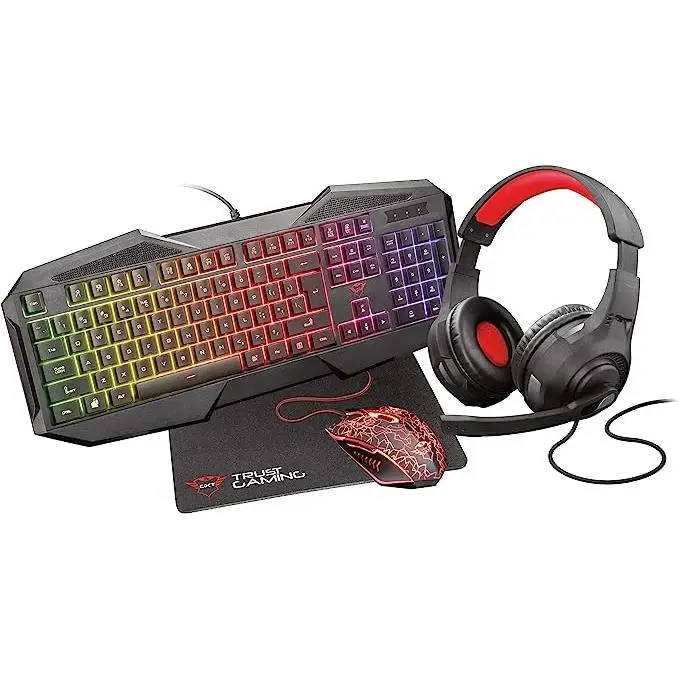 Pack Trust Gaming Gxt 1180rw Keyboard Mouse headphones and mat