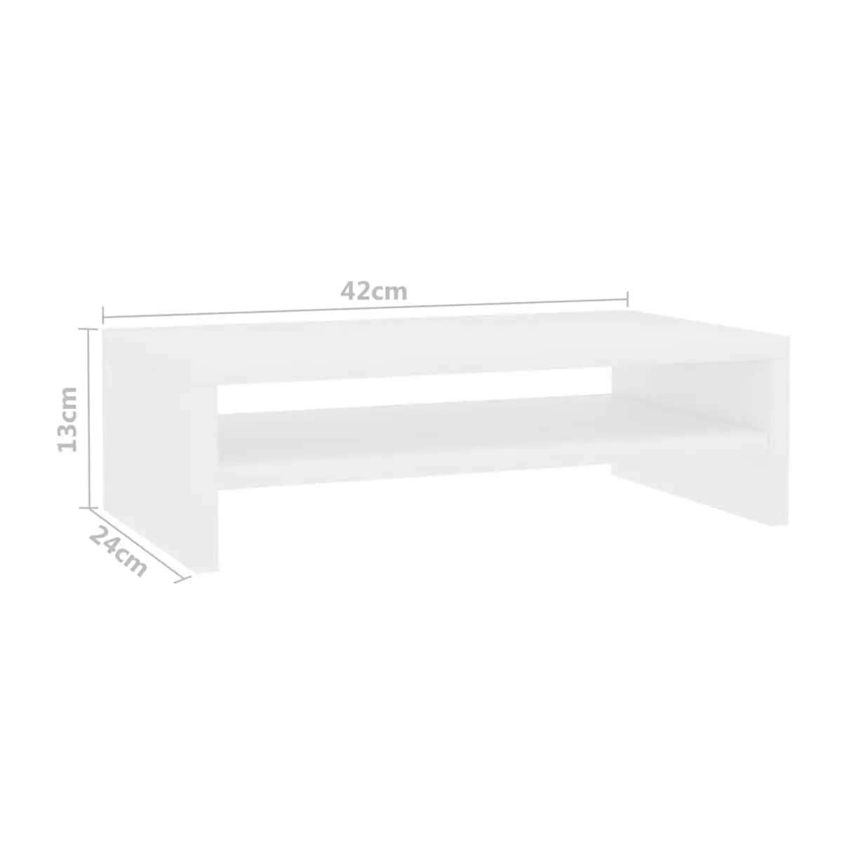 VidaXL PC screen holder 1 shelf Wood White 13x42x24 cm