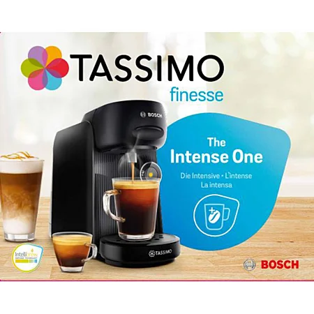 Bosch TASSIMO FINESSE TAS16B2 Coffee Maker, Monodosis, 1400W, 3.3 Bar Pressure, 0.7L Capacity, Black with Automatic Cleaning Function, Ideal for Quick Coffee Preparation.
