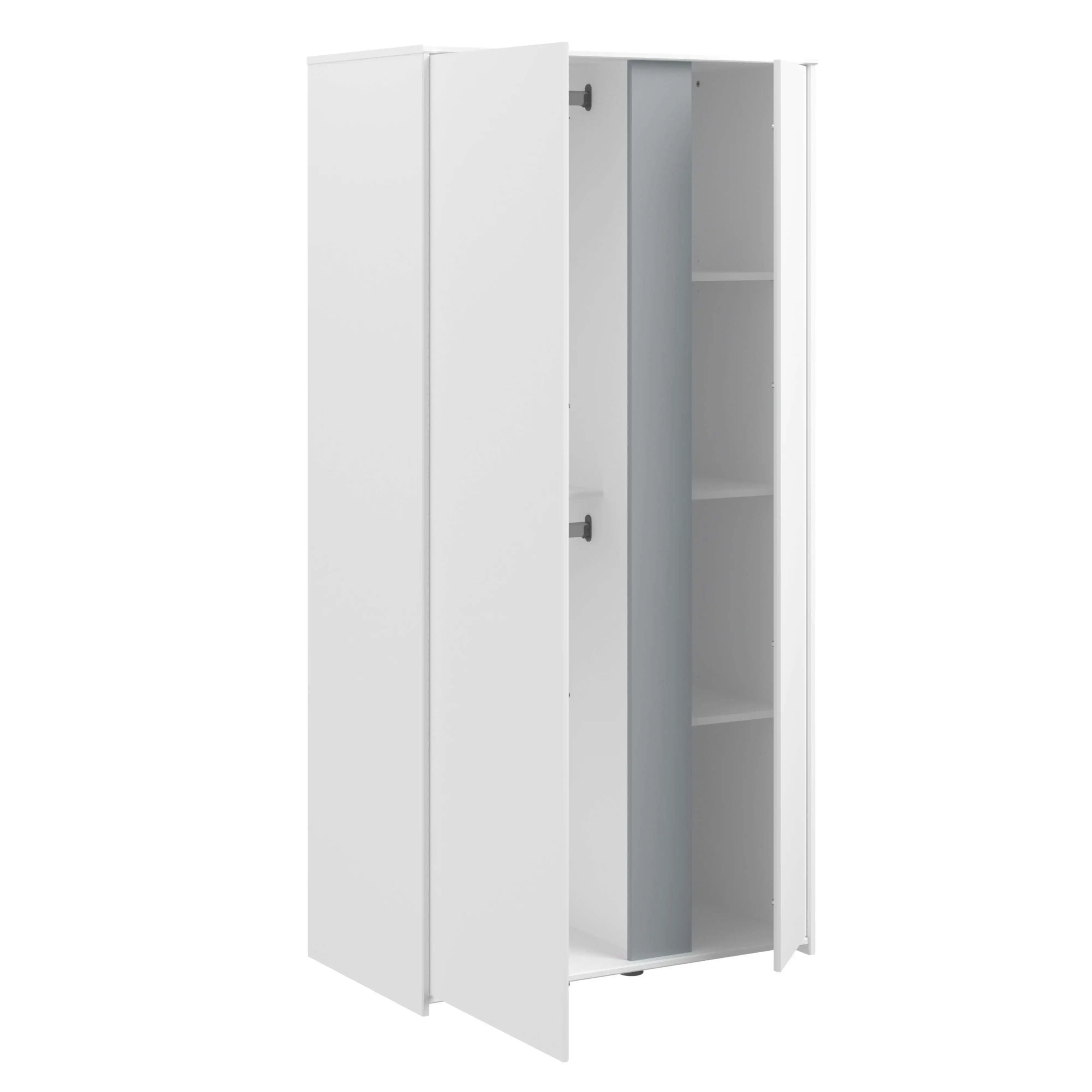 Miroytengo Armario Juvenil Germain 2 Puertas, 90cm en Blanco Mate y Gris, Melamina Moderno y Funcional