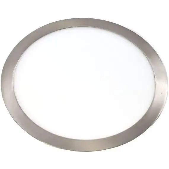 Jandei 24W LED Downlight, round frame steel finish, ceiling recessed spotlight, IP20 for indoor installation. 6000k cold white light or Natural 1200k - 295x13mm (mounting hole 275mm)