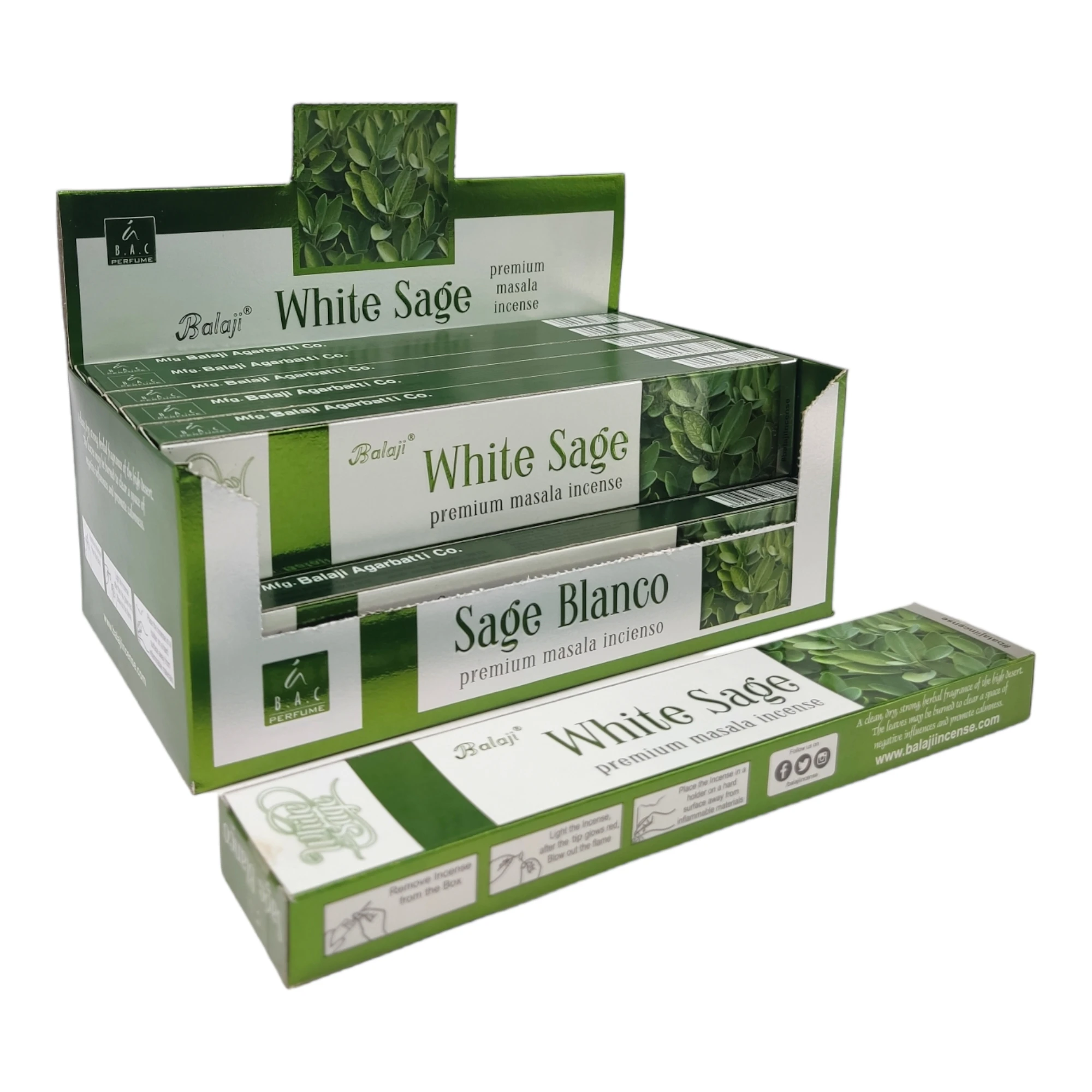 Incienso Salvia Blanca Natural Premium de Balaji para Limpieza del Hogar y Alejar Malas Energías