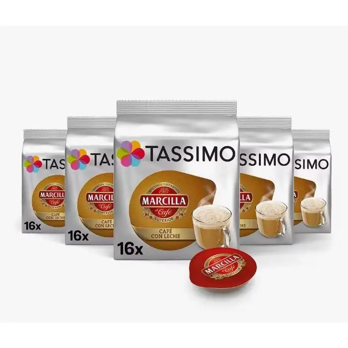 Pack of 5 boxes of marcilla coffee with milk 16 services tassimo system