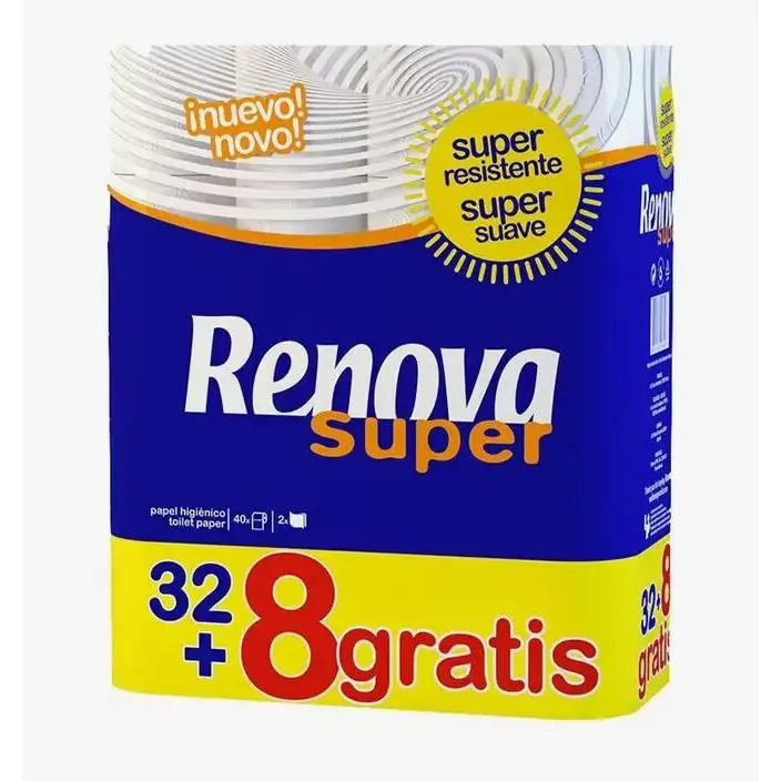 Papel Super Higiénico Renova 40 rolos (32 rolos + 8 rolos)