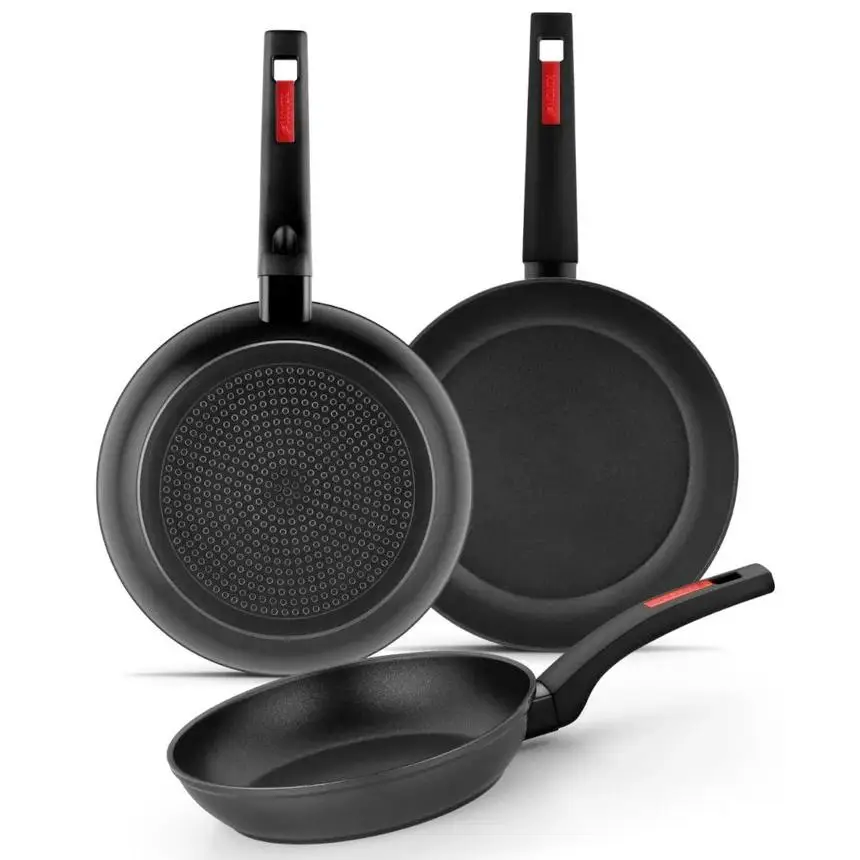 Set of 3 Monix Sunset Pans 18-22-26 (M249001) for cooking, featuring non-stick coating and compatibility with gas and induction cookers.