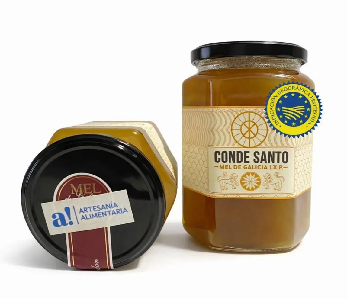 Galician honey from costa; natural artesan raw pure 100% conde santo españa pure honey (da mariña, 1 kg)