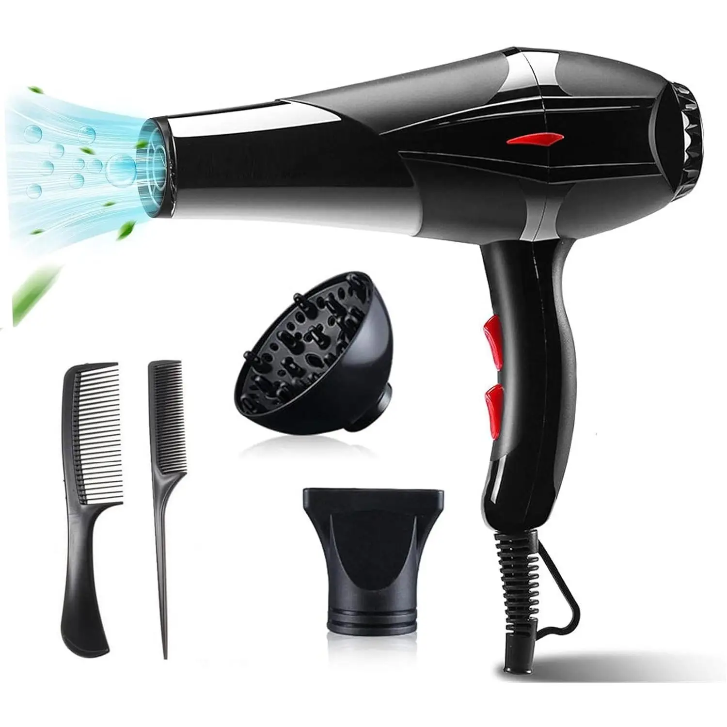 Coshano professional hair dryer ionic 4500w ion Motor AC 3 temperatures 2 speeds, 1 concentrator and 1 diffuser