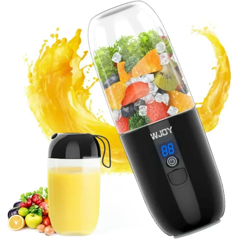 Licuadora portátil WJOY, licuadora de mano de 500 ml, mini licuadora con batería recargable USB 4800 mAh, libre de BPA, 6 cuchillas 25000 rpm, licuadoras de mano para batidos, jugos, batidos.