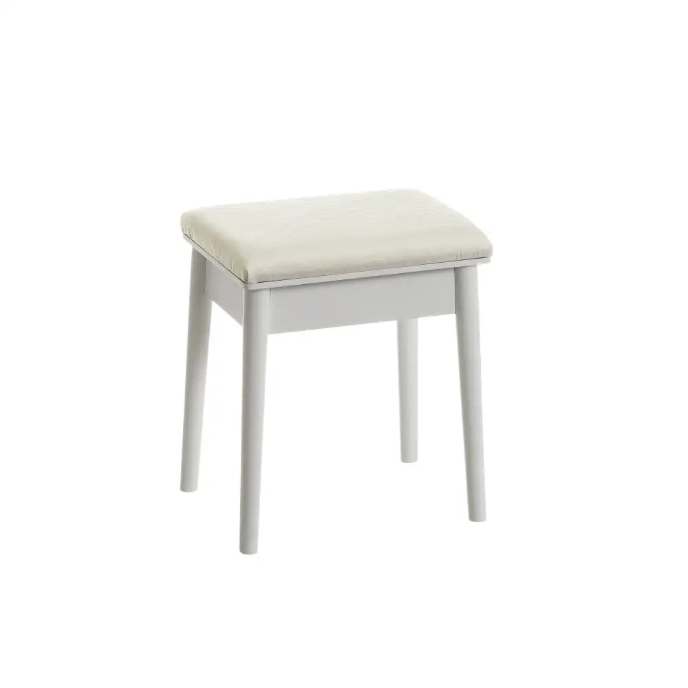 Lola Home Banqueta de tocador de madera de paulonia blanca de 45x28x38 cm