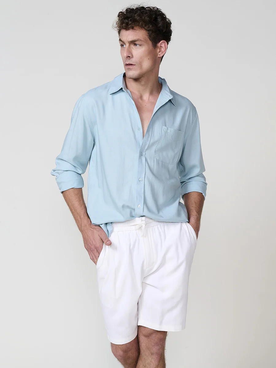 Koroshi Camisa Lino Manga Larga Hombre con Bolsillo – Koroshi 2511CL01