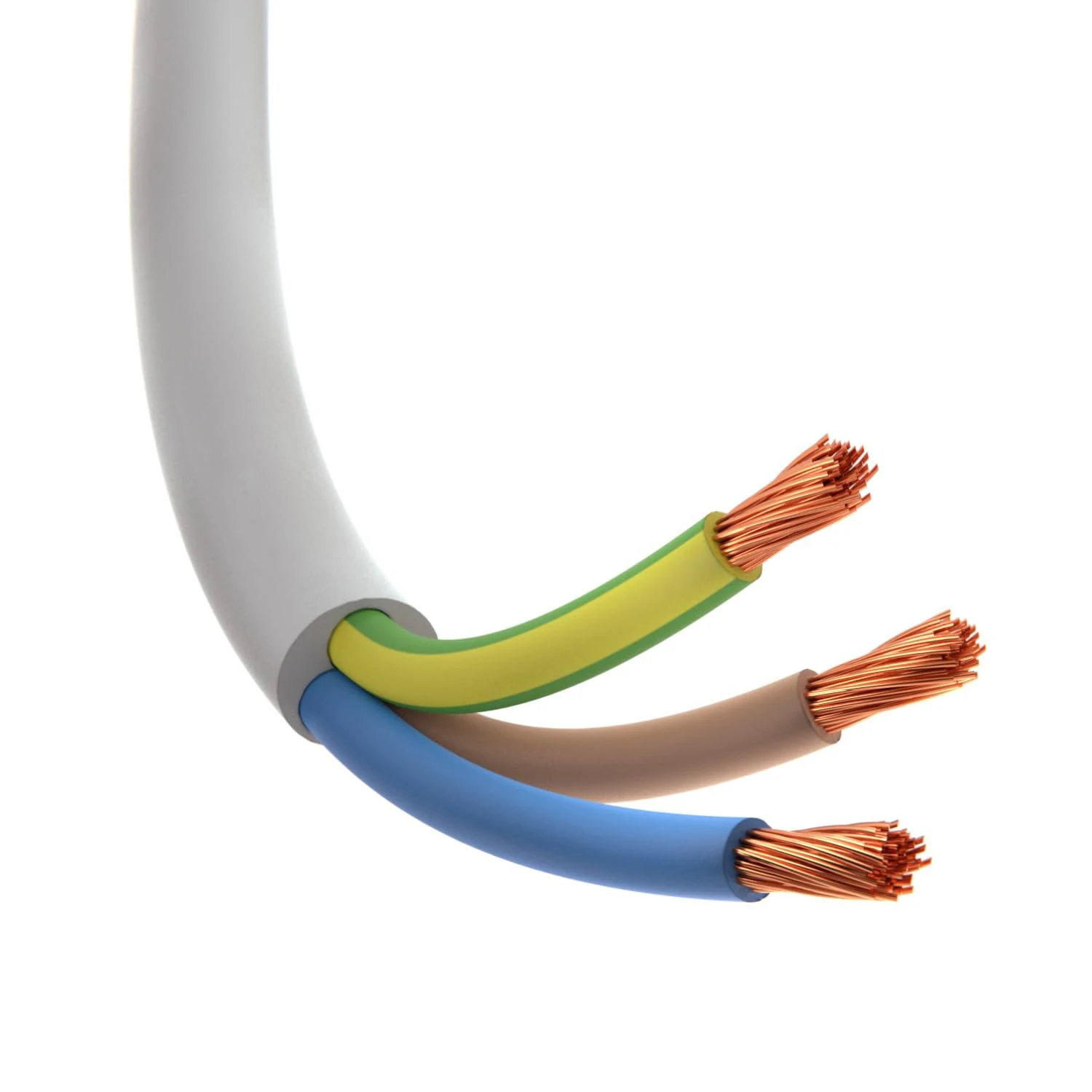 Manguera eléctrica 3x1.0mm² blanca redonda 3G1.0 | Cable blanco 3 hilos | Longitud a elegir | Suministros Castro