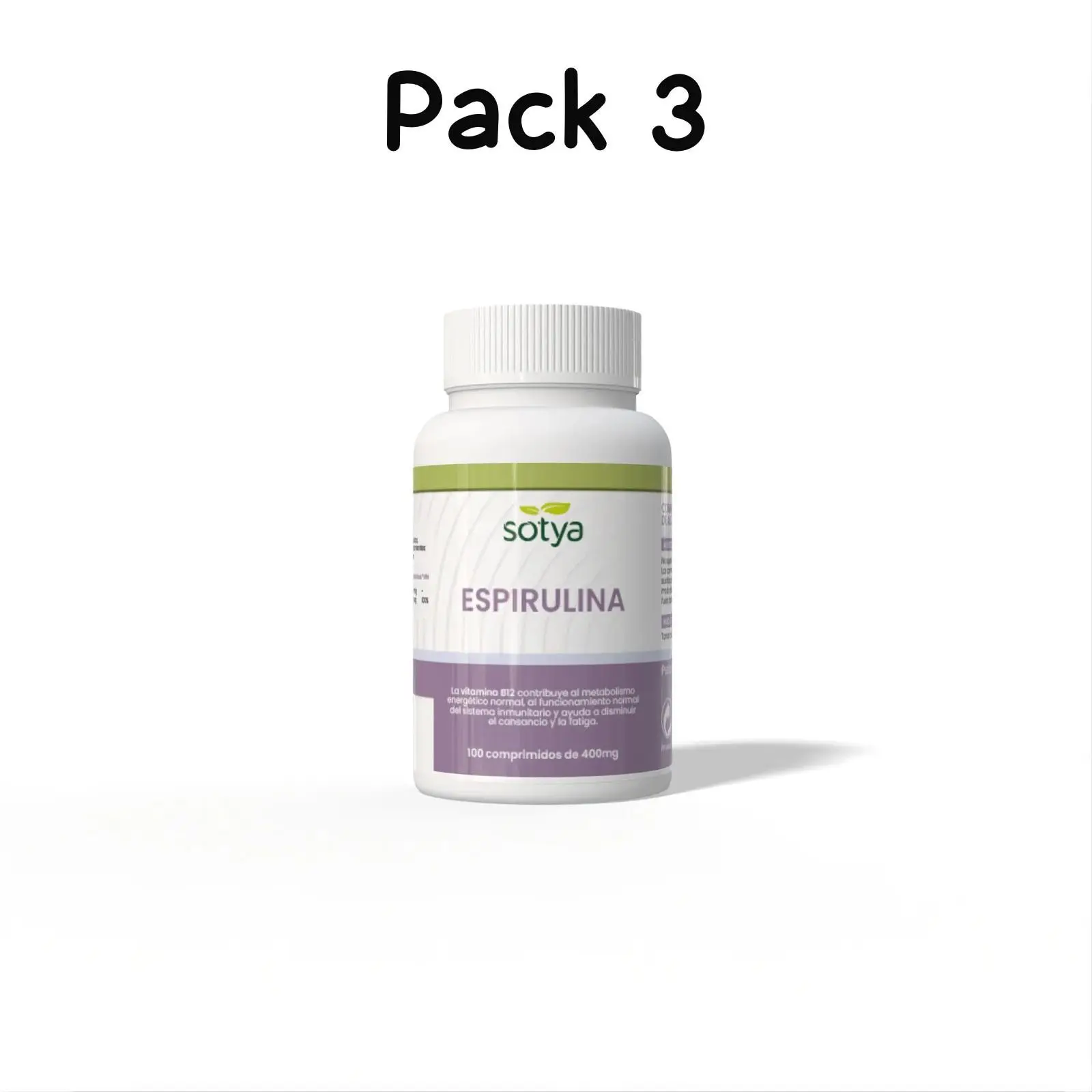 Pack 3 Espirulina + Vitamina B12 (400MG) 100 Comprimidos sotya