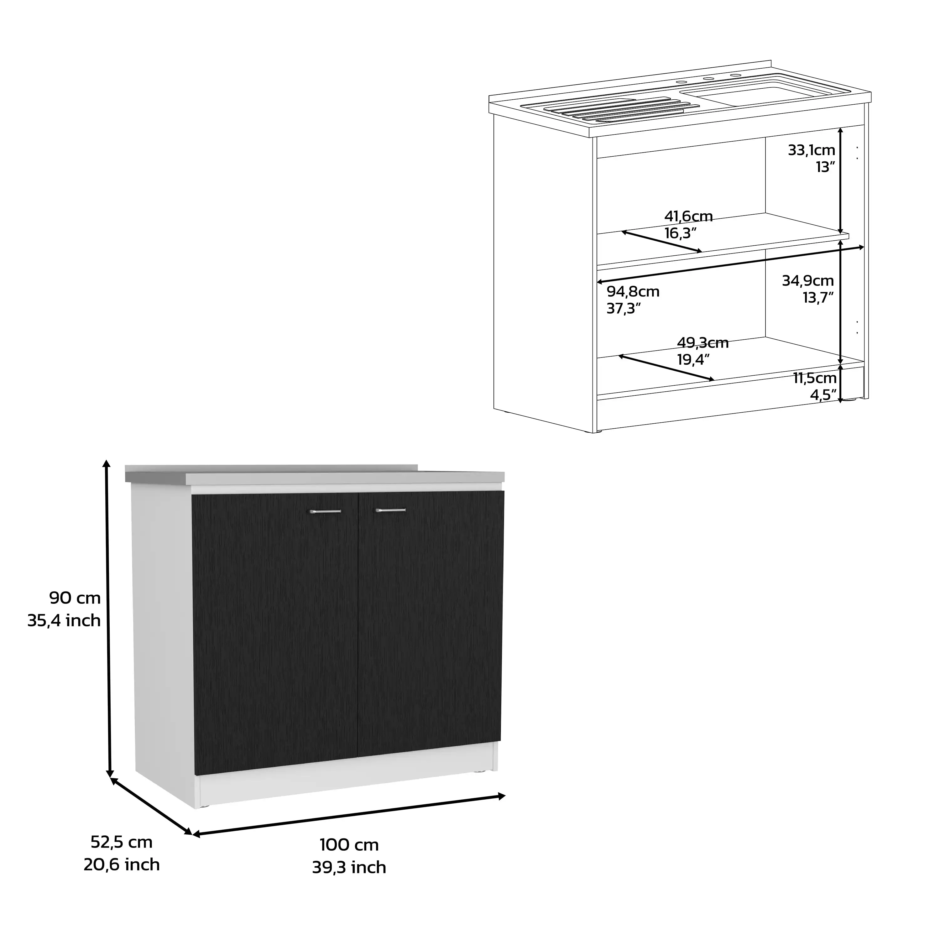 TUHOME Nápoles Kitchen Cabinet with Sink, White/Duna Wood Manufactured Kitchen-Floor Furniture