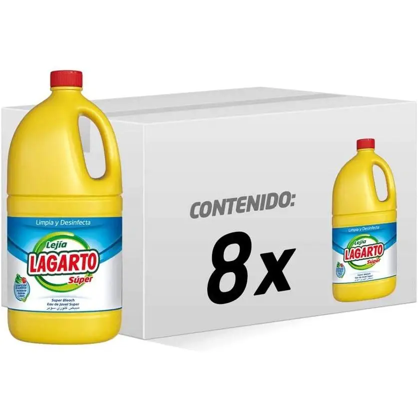 Lagarto Lejía Super - Caja completa de botellas individuales. Máxima eficacia - Total 12litros.
