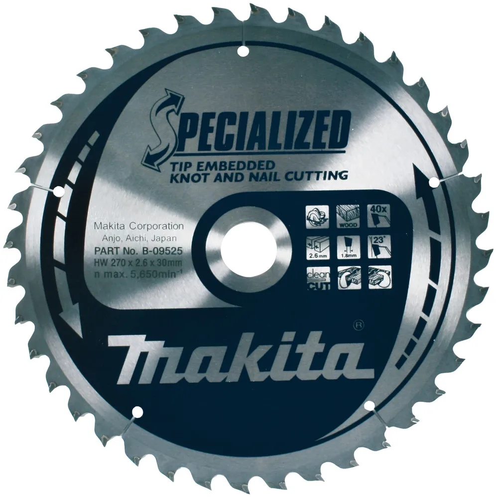 MAKITA - B-09525 Disco sierra circular , Specialized TCT, 270 x 30 mm, 40 D MAKITA