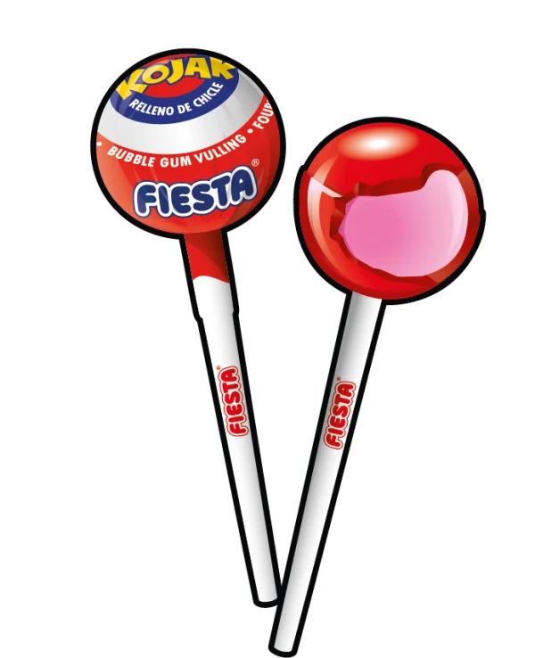 Kojak party cherry 20 units. Box with original flavored chups and gum inside